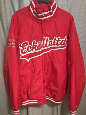 Ecko Unltd Red Zip-Up Varsity Jacket